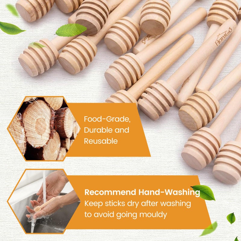 HANSGO Wooden Honey Dipper Sticks, 20 Pack 3 Inch Mini Honey Stirrers for Jars Dispense and Drizzle, Natural Wood Wand for Tea Party, Wedding Favors, Baby Shower Gifts - Image 3